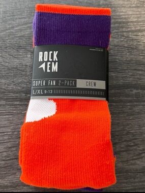 Super Fan Crew Socks - Purple & Orange (L/XL)